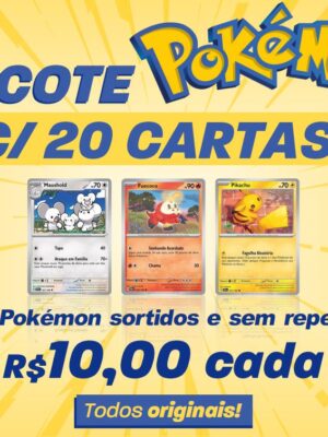 Pacote Pokémon Com 20 Cartas Pokémon Sem Repetir